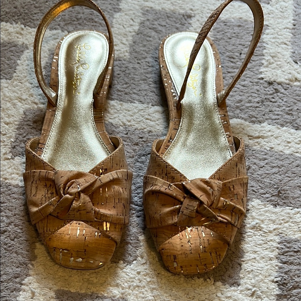 Lilly Pulitzer Tan Sandals with Bow Detail